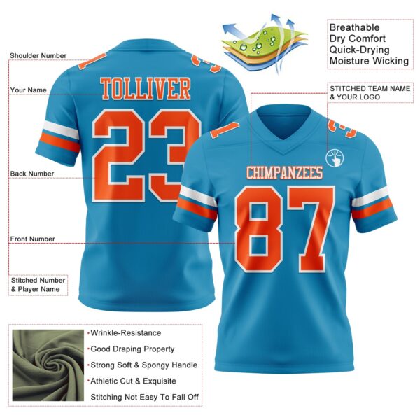 Custom Panther Blue Orange-White Authentic Football Jersey