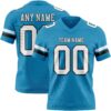 Custom Panther Blue White-Black Authentic Football Jersey