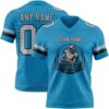 Custom Panther Blue Gray-Black Authentic Football Jersey