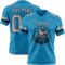 PantherBlue0133-1 Custom Panther Blue Gray-Black Authentic Football Jersey