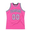 Custom Pink White-Light Blue Authentic Throwback Basketball Jersey