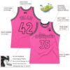 Custom Pink Pink-Black Authentic Throwback Basketball Jersey