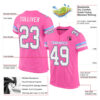 Custom Pink White-Light Blue Mesh Authentic Football Jersey