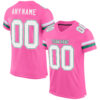 Pink0088 Custom Pink White-Kelly Green Mesh Authentic Football Jersey