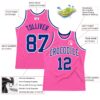 Custom Pink Royal-White Authentic Throwback Basketball Jersey