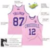 Custom Light Pink Purple-White Authentic Throwback Basketball Jersey