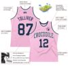 Custom Light Pink Navy-White Authentic Throwback Basketball Jersey