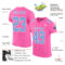Pink0173-1 Custom Pink Light Blue-White Mesh Authentic Football Jersey