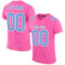 Pink0173 Custom Pink Light Blue-White Mesh Authentic Football Jersey