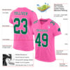 Custom Pink Kelly Green-White Mesh Authentic Football Jersey