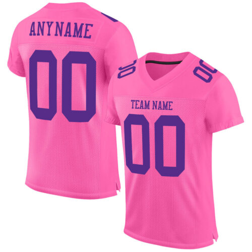 Pink0186 Custom Pink Purple Mesh Authentic Football Jersey