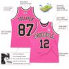 Custom Pink Black-Cream Authentic Throwback Basketball Jersey