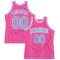 Custom Pink White Pinstripe Light Blue-White Authentic Basketball Jersey