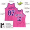 Custom Pink White Pinstripe Purple-White Authentic Basketball Jersey