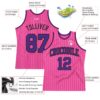 Custom Pink White Pinstripe Purple-Black Authentic Basketball Jersey