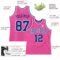 Custom Pink White Pinstripe Royal-White Authentic Basketball Jersey