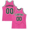 Custom Pink White Pinstripe Green-White Authentic Basketball Jersey