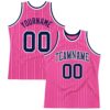Custom Pink White Pinstripe Navy-White Authentic Basketball Jersey
