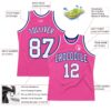 Custom Pink White-Royal Authentic Throwback Basketball Jersey