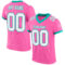 Pink0266 Custom Pink White-Aqua Mesh Authentic Football Jersey