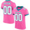 Pink0267 Custom Pink White-Teal Mesh Authentic Football Jersey