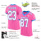 Pink0273-1 Custom Pink White-Powder Blue Mesh Authentic Football Jersey