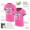 Custom Pink White-Black Mesh Authentic Football Jersey