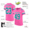 Pink0280-1 Custom Pink Teal-White Mesh Authentic Football Jersey
