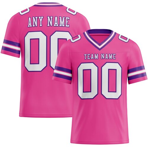 Custom Pink White-Purple Authentic Football Jersey
