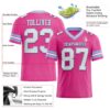 Custom Pink White-Light Blue Authentic Football Jersey