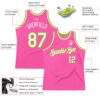 Custom Pink White-Neon Green Authentic Throwback Basketball Jersey