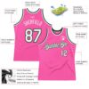 Custom Pink White-Green Authentic Throwback Basketball Jersey