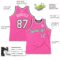 Custom Pink White-Green Authentic Throwback Basketball Jersey