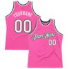 Custom Pink White-Green Authentic Throwback Basketball Jersey