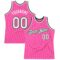 Custom Pink White-Green Authentic Throwback Basketball Jersey