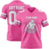 Custom Pink White-Gray Authentic Football Jersey