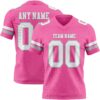 Custom Pink White-Gray Authentic Football Jersey