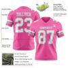 Custom Pink White-Gray Authentic Football Jersey