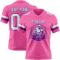 Pink0427-1 Custom Pink White-Purple Authentic Football Jersey