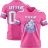 Custom Pink White-Light Blue Authentic Football Jersey