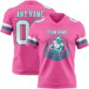 Custom Pink White-Teal Authentic Football Jersey