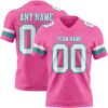 Pink0432 Custom Pink White-Aqua Authentic Football Jersey