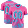 Custom Pink Sky Blue-White 3D Pattern Splash Authentic Football Jersey