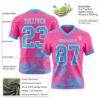 Custom Pink Sky Blue-White 3D Pattern Splash Authentic Football Jersey