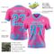 Pink0435-2 Custom Pink Sky Blue-White 3D Pattern Splash Authentic Football Jersey