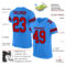 Custom Powder Blue Red-Navy Mesh Authentic Football Jersey