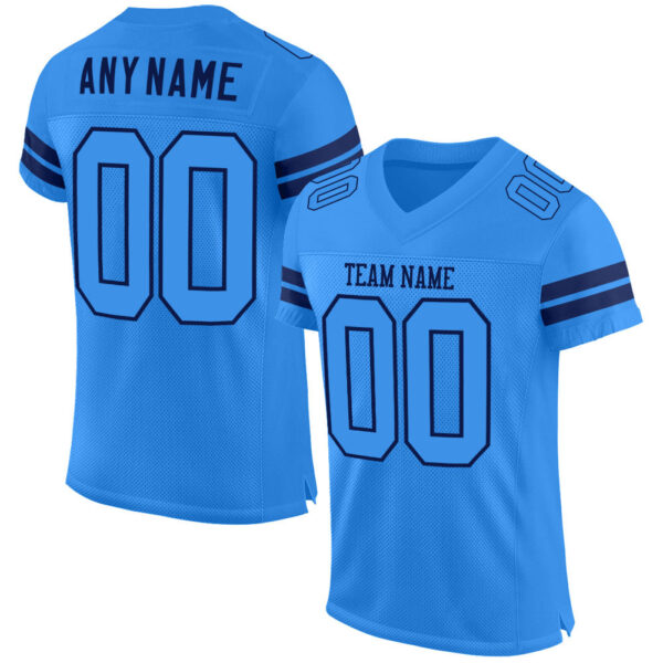 PowderBlue0088 Custom Powder Blue Powder Blue-Navy Mesh Authentic Football Jersey