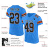 Custom Powder Blue Black-Orange Mesh Authentic Football Jersey