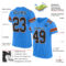 PowderBlue0098-1 Custom Powder Blue Black-Orange Mesh Authentic Football Jersey