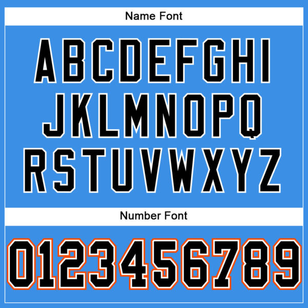 Custom Powder Blue Black-Orange Mesh Authentic Football Jersey